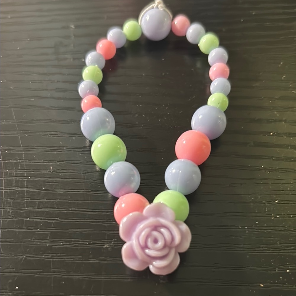 Colorful Beaded Kids Bracelet with Flower Charm